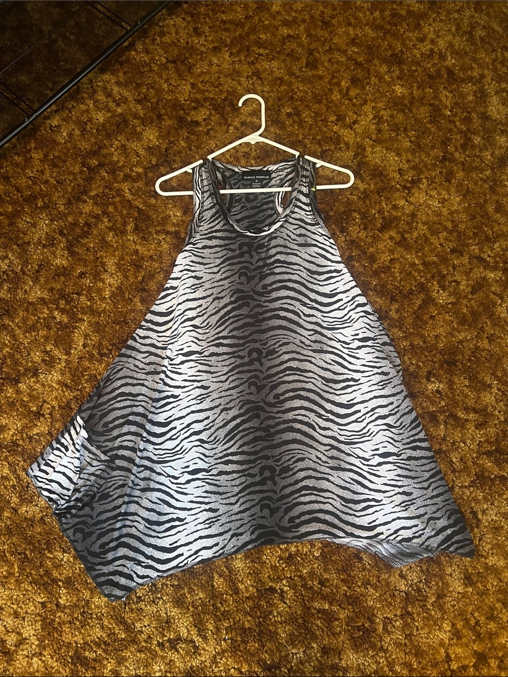 Sleeveless Zebra Print Swing Tank Top dress- Black and Gray